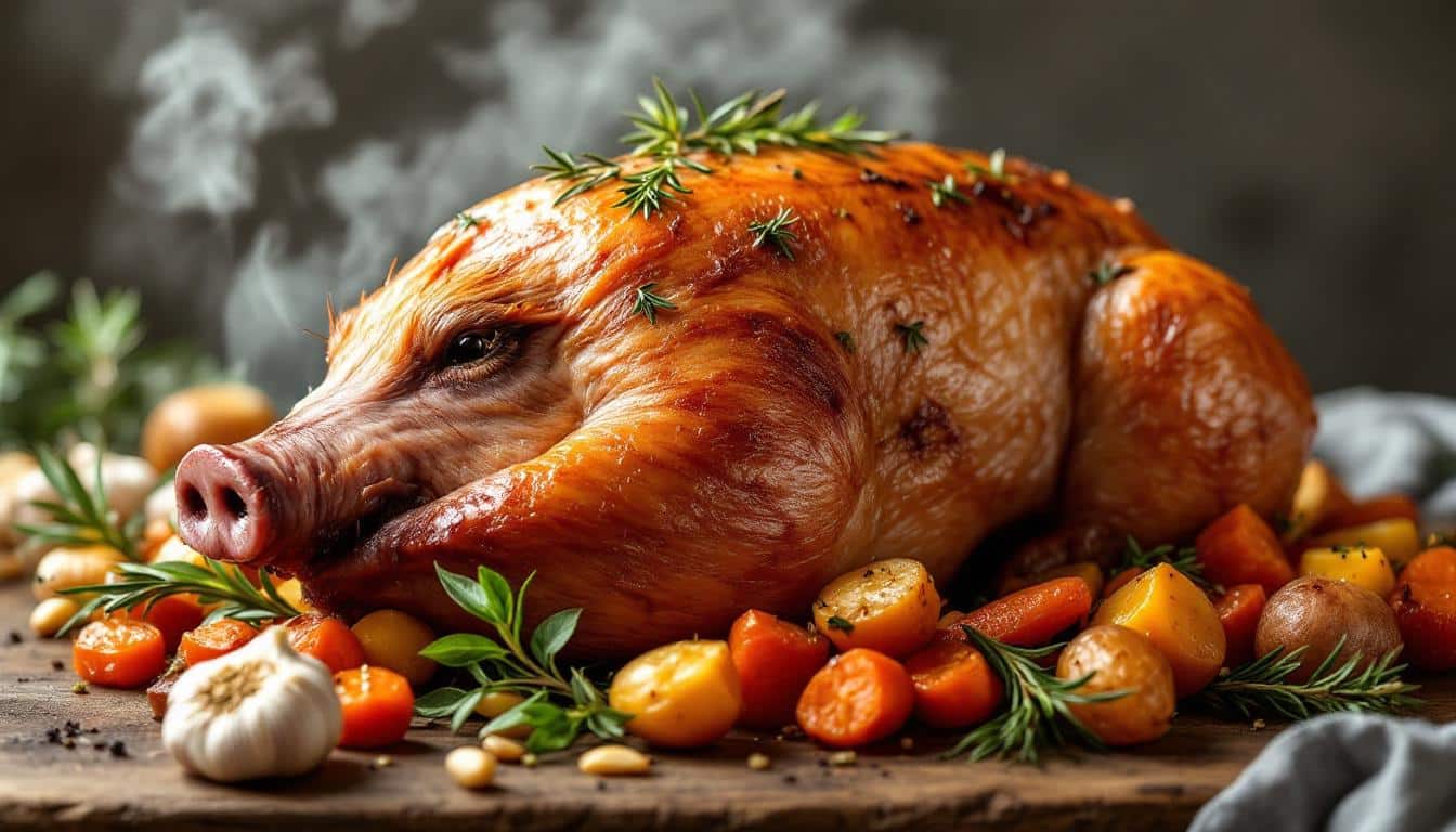 découvrez la recette idéale pour un rôti de porcelet au four tendre et savoureux, avec des conseils de cuisson parfaite pour réussir à coup sûr votre plat.